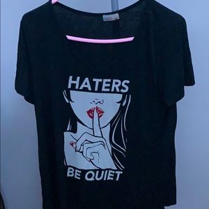 Black graphic tee shirt